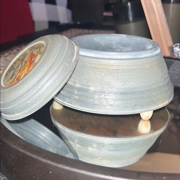 Other - Vintage musical, silver, tin Trinket Box with lid, wind up, please see video!